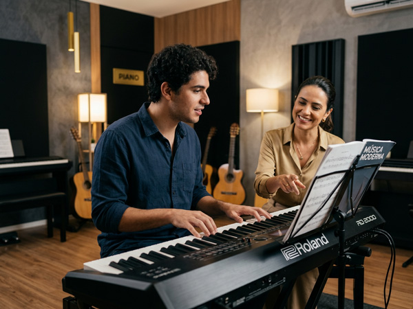 Aula de Teclado na Musicando Anália Franco